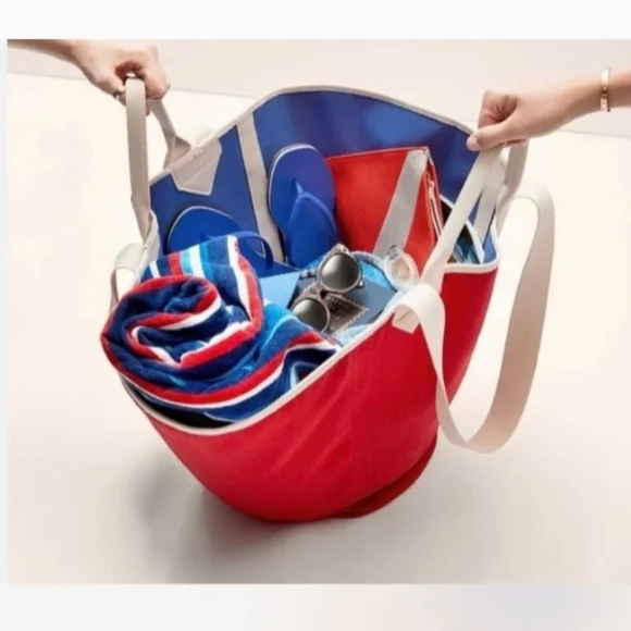 Rothy's Blue and Red Reversible Beach Bag Tote - NWT - Picture 1 of 15